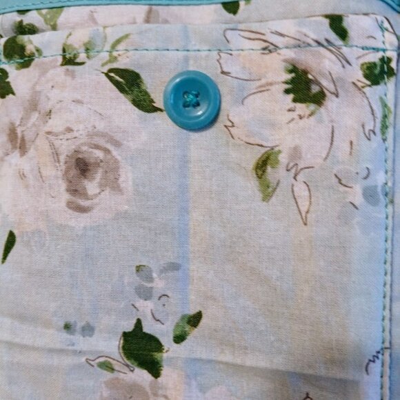 New Boho Roses Floral Tote Shopper shoulder Bag Blue Gray Double handle Carryall - Picture 5 of 12